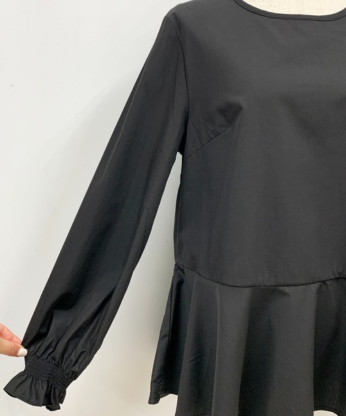 PICCIN（ピッチン）の「袖シャーリング裾フレアーブラウス（シャツ/ブラウス・レディース・ブラック/ネイビー/チェリーピンク・M）」の12枚目の写真