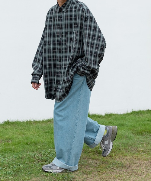 kutir(クティール)の「チェックルーズビッグシャツ(シャツ/ブラウス・メンズ・グリーン/ブルー/ブラック・MEDIUM/LARGE)」の6枚目の写真