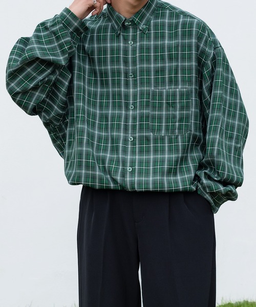 kutir(クティール)の「チェックルーズビッグシャツ(シャツ/ブラウス・メンズ・グリーン/ブルー/ブラック・MEDIUM/LARGE)」の18枚目の写真