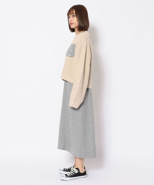 AVIREX（アヴィレックス）の「ニット＆メランジレイヤードワンピースドレス/ KNIT&MELANGE LAYERED ONEPIECE　DRESS（ワンピース・レディース・カーキ/アイボリー・FREE）」の6枚目の写真