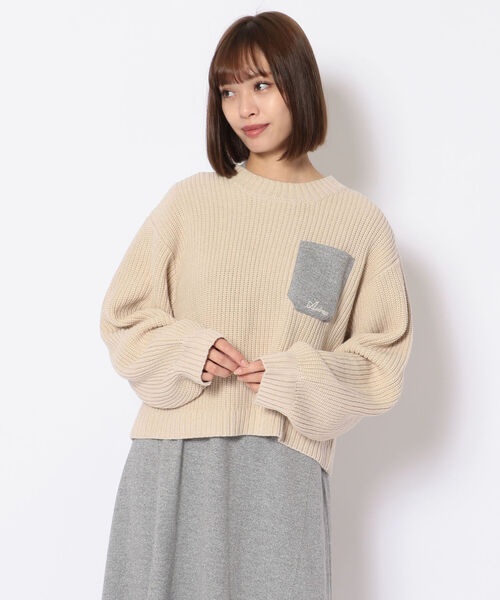 AVIREX（アヴィレックス）の「ニット＆メランジレイヤードワンピースドレス/ KNIT&MELANGE LAYERED ONEPIECE　DRESS（ワンピース・レディース・カーキ/アイボリー・FREE）」の5枚目の写真