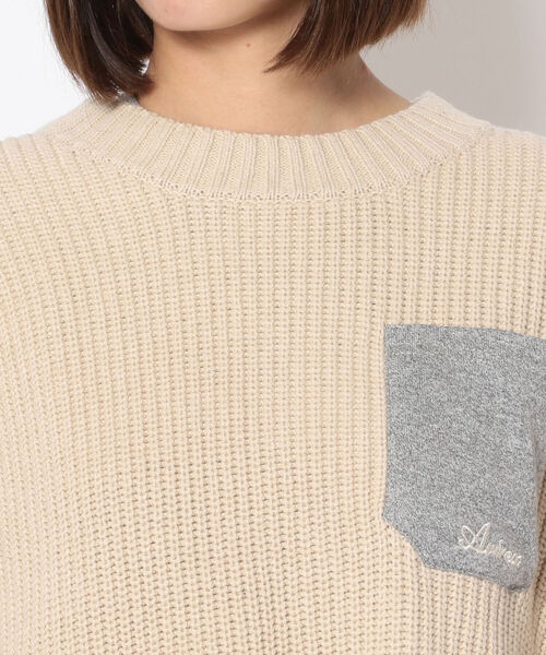 AVIREX（アヴィレックス）の「ニット＆メランジレイヤードワンピースドレス/ KNIT&MELANGE LAYERED ONEPIECE　DRESS（ワンピース・レディース・カーキ/アイボリー・FREE）」の4枚目の写真