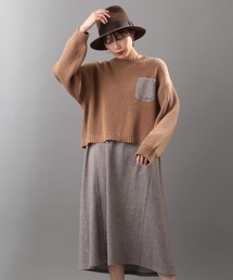 AVIREX | ニット＆メランジレイヤードワンピースドレス/ KNIT&MELANGE LAYERED ONEPIECE　DRESS(ワンピース)
