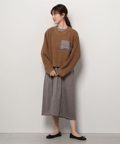AVIREX（アヴィレックス）の「ニット＆メランジレイヤードワンピースドレス/ KNIT&MELANGE LAYERED ONEPIECE　DRESS（ワンピース・レディース・カーキ/アイボリー・FREE）」の17枚目の写真