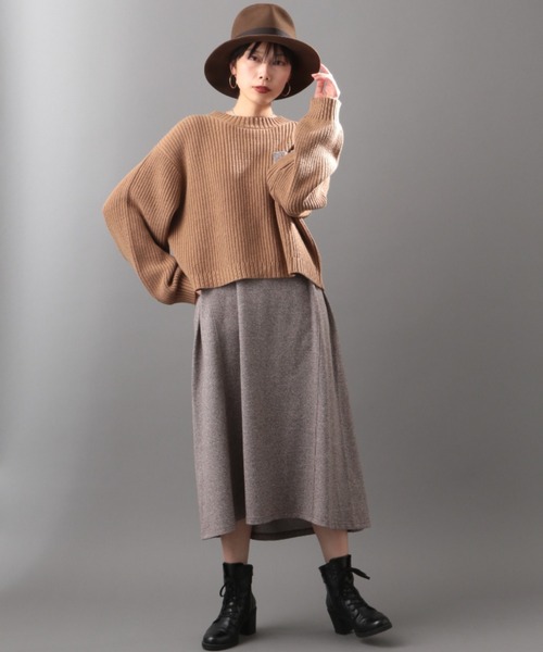 AVIREX（アヴィレックス）の「ニット＆メランジレイヤードワンピースドレス/ KNIT&MELANGE LAYERED ONEPIECE　DRESS（ワンピース・レディース・カーキ/アイボリー・FREE）」の7枚目の写真