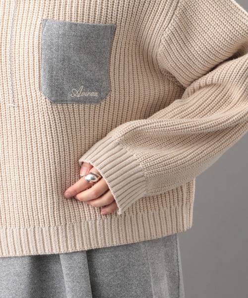 AVIREX（アヴィレックス）の「ニット＆メランジレイヤードワンピースドレス/ KNIT&MELANGE LAYERED ONEPIECE　DRESS（ワンピース・レディース・カーキ/アイボリー・FREE）」の13枚目の写真