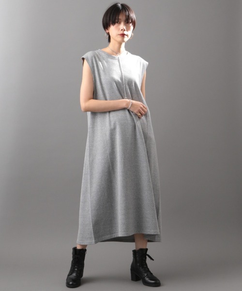 AVIREX（アヴィレックス）の「ニット＆メランジレイヤードワンピースドレス/ KNIT&MELANGE LAYERED ONEPIECE　DRESS（ワンピース・レディース・カーキ/アイボリー・FREE）」の14枚目の写真