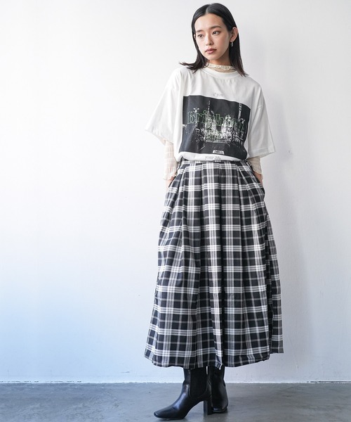 mili an deni(ミリアンデニ)の「チェックプリーツスカート(スカート・レディース・ブラック/ブラウン/オレンジ/マルチ/チェック・M/L)」の8枚目の写真