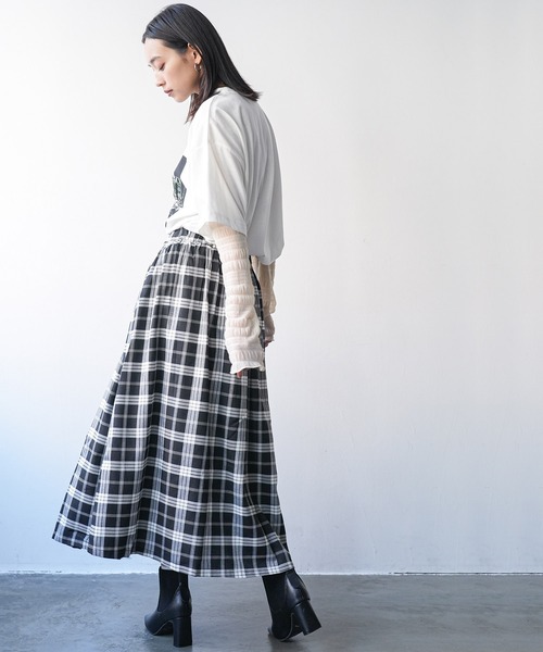 mili an deni(ミリアンデニ)の「チェックプリーツスカート(スカート・レディース・ブラック/ブラウン/オレンジ/マルチ/チェック・M/L)」の9枚目の写真