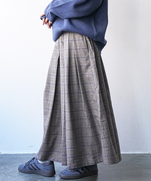 mili an deni(ミリアンデニ)の「チェックプリーツスカート(スカート・レディース・ブラック/ブラウン/オレンジ/マルチ/チェック・M/L)」の10枚目の写真