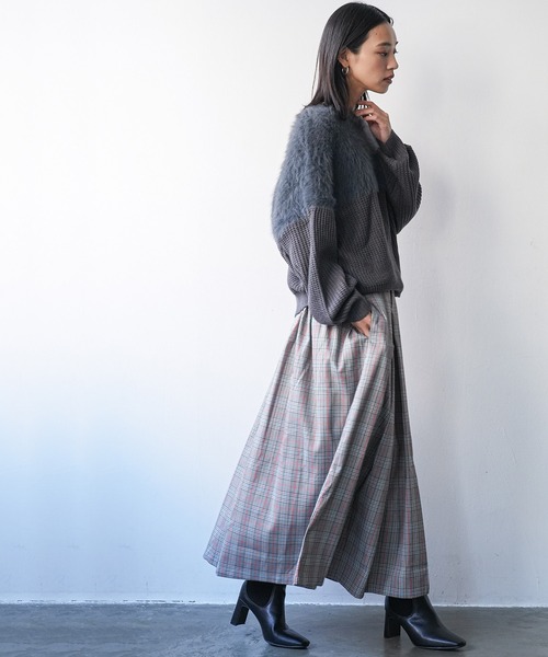 mili an deni(ミリアンデニ)の「チェックプリーツスカート(スカート・レディース・ブラック/ブラウン/オレンジ/マルチ/チェック・M/L)」の14枚目の写真