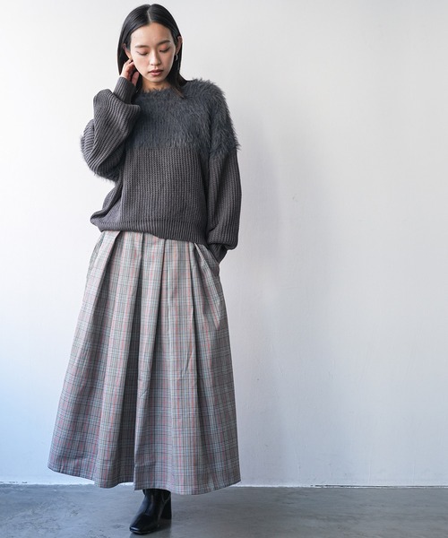 mili an deni(ミリアンデニ)の「チェックプリーツスカート(スカート・レディース・ブラック/ブラウン/オレンジ/マルチ/チェック・M/L)」の15枚目の写真