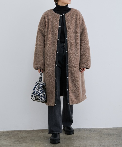 vis-`a-vis（ビサビ）の「【WEB限定】リバーシブルで着られる！ボア＆キルティングロング丈ブルゾン（ブルゾン・レディース・ブラック/オフホワイト/カーキ・L/M）」の13枚目の写真