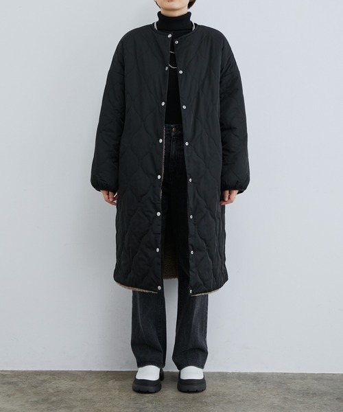 vis-`a-vis（ビサビ）の「【WEB限定】リバーシブルで着られる！ボア＆キルティングロング丈ブルゾン（ブルゾン・レディース・ブラック/オフホワイト/カーキ・L/M）」の8枚目の写真