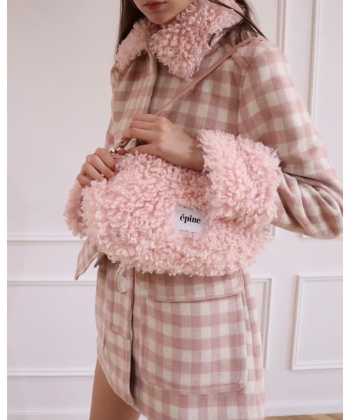 epine プードルチェックコート epine（エピヌ）の「epine label poodle fur bag（ショルダー