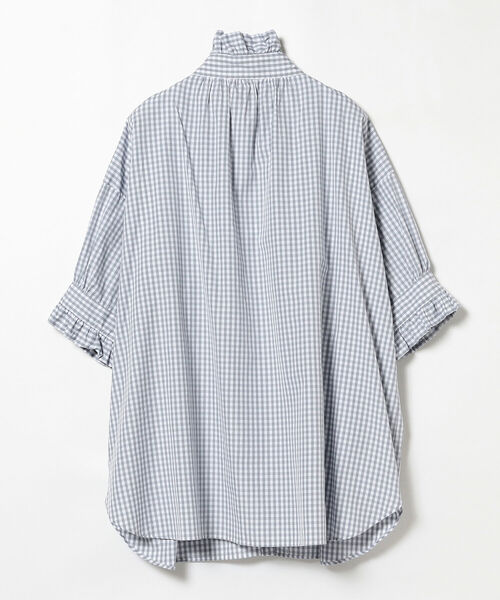 fennica(フェニカ)の「dahl'ia / フロントフリル ロングブラウス ギンガムチェック(シャツ/ブラウス・レディース・グレー/グリーン・ONE SIZE)」の7枚目の写真