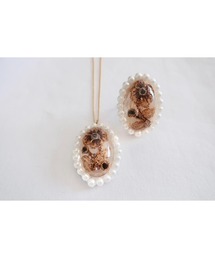 【hazeleyes】2点セット／オーバルパールの刺繍リング&ペンダント【hazeleyes-ヘーゼルアイズ】(MA)