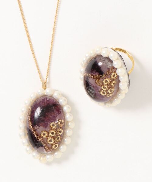 tone(トーン)の「【hazeleyes】2点セット/オーバルパールの刺繍リング&ペンダント【hazeleyes-ヘーゼルアイズ】(MA)(リング・レディース・パープル/ブラウン/ピンク・FREE)」の11枚目の写真
