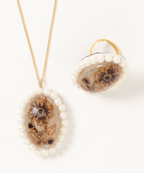 tone(トーン)の「【hazeleyes】2点セット/オーバルパールの刺繍リング&ペンダント【hazeleyes-ヘーゼルアイズ】(MA)(リング・レディース・パープル/ブラウン/ピンク・FREE)」の15枚目の写真