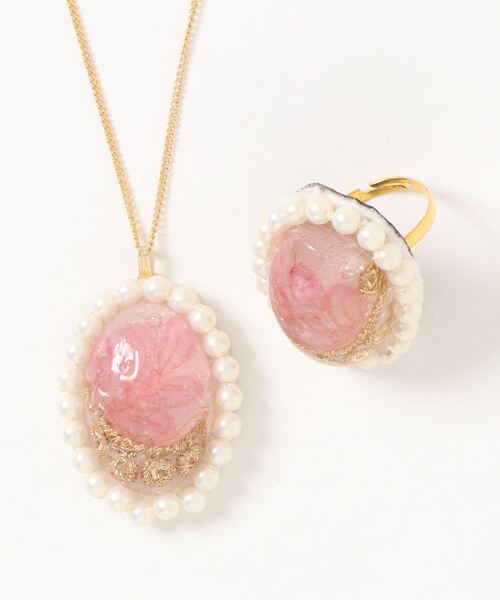 tone(トーン)の「【hazeleyes】2点セット/オーバルパールの刺繍リング&ペンダント【hazeleyes-ヘーゼルアイズ】(MA)(リング・レディース・パープル/ブラウン/ピンク・FREE)」の22枚目の写真