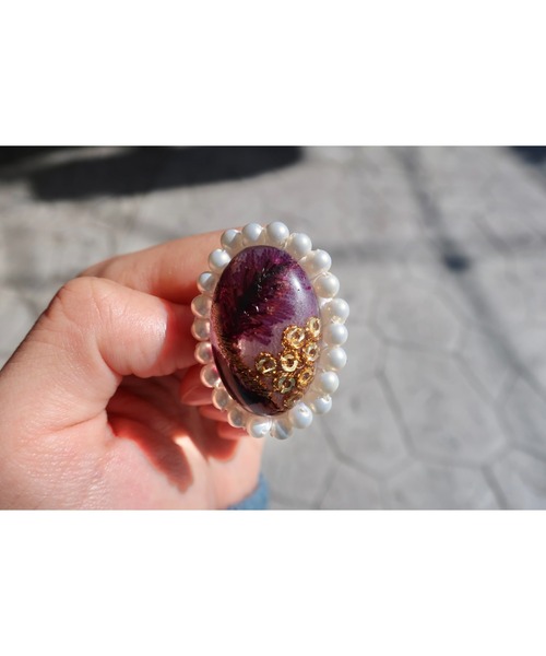 tone(トーン)の「【hazeleyes】2点セット/オーバルパールの刺繍リング&ペンダント【hazeleyes-ヘーゼルアイズ】(MA)(リング・レディース・パープル/ブラウン/ピンク・FREE)」の12枚目の写真