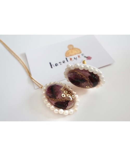 tone(トーン)の「【hazeleyes】2点セット/オーバルパールの刺繍リング&ペンダント【hazeleyes-ヘーゼルアイズ】(MA)(リング・レディース・パープル/ブラウン/ピンク・FREE)」の16枚目の写真