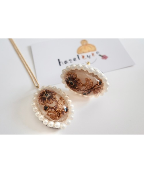 tone(トーン)の「【hazeleyes】2点セット/オーバルパールの刺繍リング&ペンダント【hazeleyes-ヘーゼルアイズ】(MA)(リング・レディース・パープル/ブラウン/ピンク・FREE)」の9枚目の写真