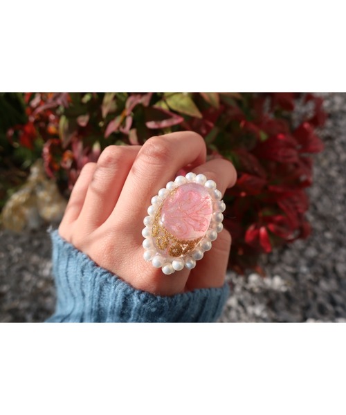 tone(トーン)の「【hazeleyes】2点セット/オーバルパールの刺繍リング&ペンダント【hazeleyes-ヘーゼルアイズ】(MA)(リング・レディース・パープル/ブラウン/ピンク・FREE)」の17枚目の写真