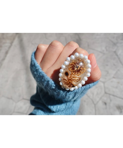 tone(トーン)の「【hazeleyes】2点セット/オーバルパールの刺繍リング&ペンダント【hazeleyes-ヘーゼルアイズ】(MA)(リング・レディース・パープル/ブラウン/ピンク・FREE)」の21枚目の写真