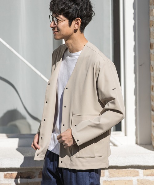 CALL&RESPONSE（コールアンドレスポンス）の「mj8343-マキシマムストレッチ-ノーカラーブルゾン（ブルゾン・メンズ・ブラック/ベージュ・5/2/4）」の3枚目の写真