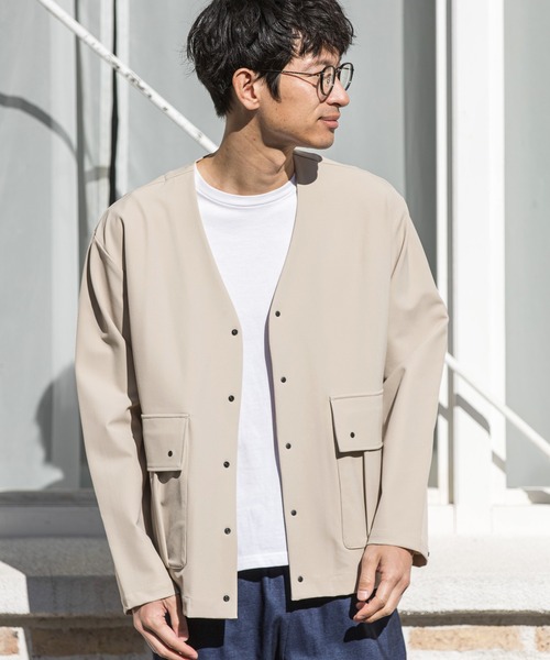 CALL&RESPONSE（コールアンドレスポンス）の「mj8343-マキシマムストレッチ-ノーカラーブルゾン（ブルゾン・メンズ・ブラック/ベージュ・5/2/4）」の4枚目の写真