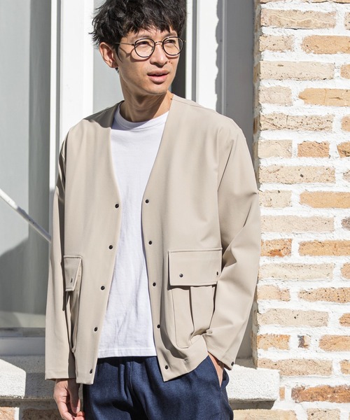 CALL&RESPONSE（コールアンドレスポンス）の「mj8343-マキシマムストレッチ-ノーカラーブルゾン（ブルゾン・メンズ・ブラック/ベージュ・5/2/4）」の5枚目の写真