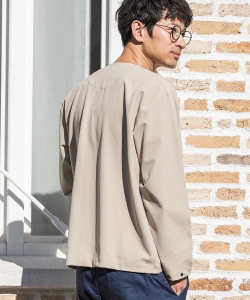 CALL&RESPONSE（コールアンドレスポンス）の「mj8343-マキシマムストレッチ-ノーカラーブルゾン（ブルゾン・メンズ・ブラック/ベージュ・5/2/4）」の6枚目の写真