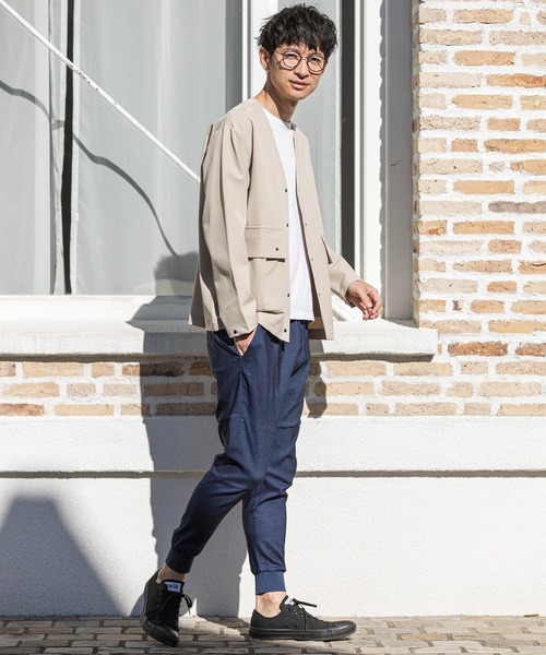 CALL&RESPONSE（コールアンドレスポンス）の「mj8343-マキシマムストレッチ-ノーカラーブルゾン（ブルゾン・メンズ・ブラック/ベージュ・5/2/4）」の7枚目の写真