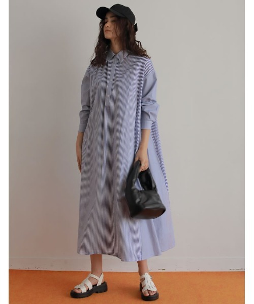 Re:EDIT（リエディ）の「シャンブレーストライプシャツワンピース（シャツワンピース・レディース・ネイビー/ブルー・MEDIUM/SHORT/LARGE）」の15枚目の写真