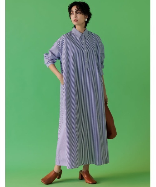 Re:EDIT（リエディ）の「シャンブレーストライプシャツワンピース（シャツワンピース・レディース・ネイビー/ブルー・MEDIUM/SHORT/LARGE）」の22枚目の写真