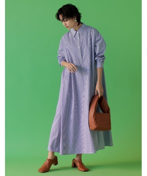 Re:EDIT（リエディ）の「シャンブレーストライプシャツワンピース（シャツワンピース・レディース・ネイビー/ブルー・MEDIUM/SHORT/LARGE）」の19枚目の写真