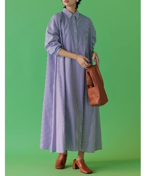 Re:EDIT（リエディ）の「シャンブレーストライプシャツワンピース（シャツワンピース・レディース・ネイビー/ブルー・MEDIUM/SHORT/LARGE）」の9枚目の写真