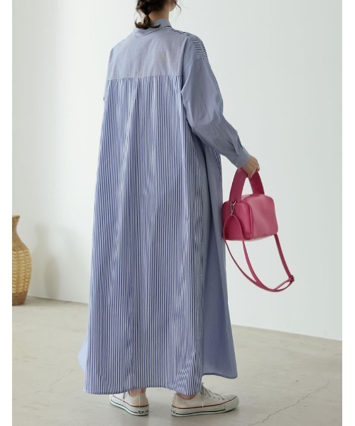 Re:EDIT（リエディ）の「シャンブレーストライプシャツワンピース（シャツワンピース・レディース・ネイビー/ブルー・MEDIUM/SHORT/LARGE）」の11枚目の写真