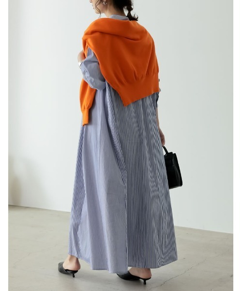 Re:EDIT（リエディ）の「シャンブレーストライプシャツワンピース（シャツワンピース・レディース・ネイビー/ブルー・MEDIUM/SHORT/LARGE）」の7枚目の写真