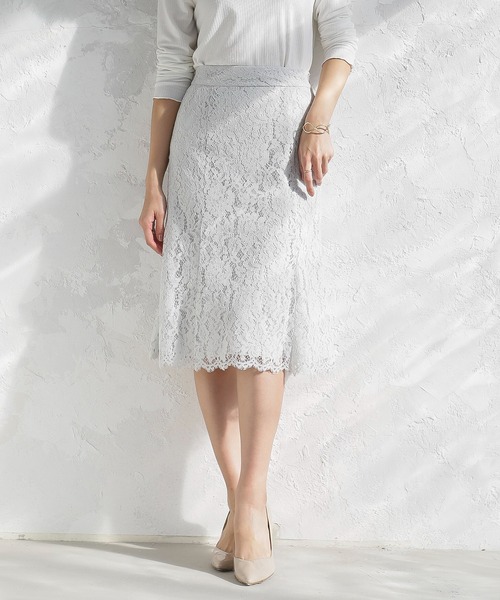 セール 22ss スカラップレースフィット フレアーマーメイドスカート 裏地付き スカート White Joola ホワイトジョーラ のファッション通販 Zozotown