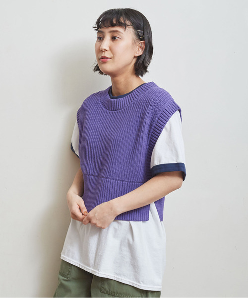 CHILD WOMAN(チャイルドウーマン)の「☆コットンリリヤン あぜショートベスト(ベスト・レディース・パープル/サックスブルー/イエロー/アイボリー/ネイビー/グリーン/レッド・FREE)」の17枚目の写真