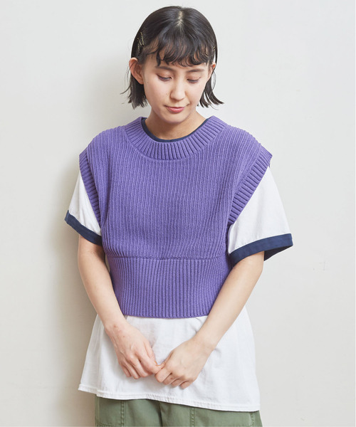 CHILD WOMAN(チャイルドウーマン)の「☆コットンリリヤン あぜショートベスト(ベスト・レディース・パープル/サックスブルー/イエロー/アイボリー/ネイビー/グリーン/レッド・FREE)」の18枚目の写真