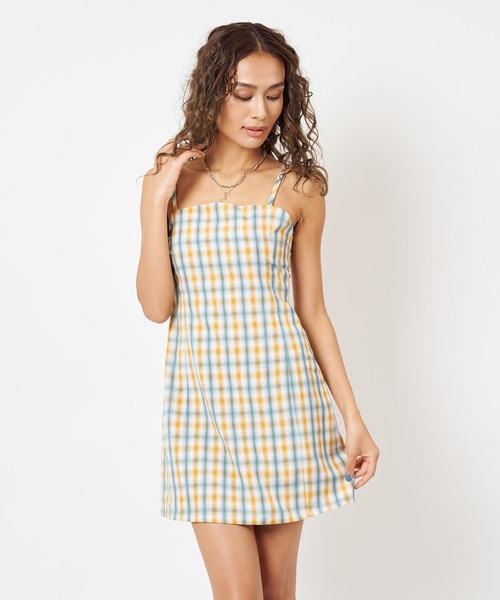 SPIRALGIRL（スパイラルガール）の「チェック柄キャミワンピース（ワンピース・レディース・ブラック系/イエロー系・FREE）」の12枚目の写真