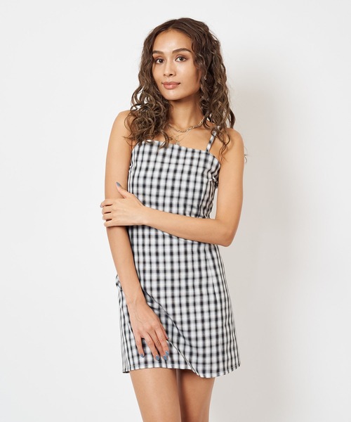 SPIRALGIRL（スパイラルガール）の「チェック柄キャミワンピース（ワンピース・レディース・ブラック系/イエロー系・FREE）」の15枚目の写真