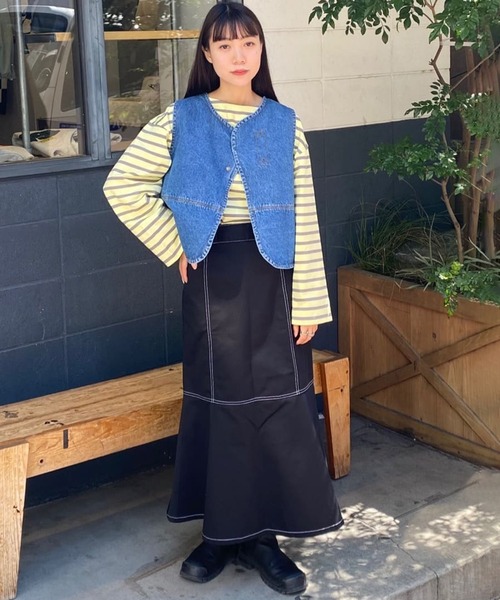 カラーボーダーバスクロングスリーブTシャツ