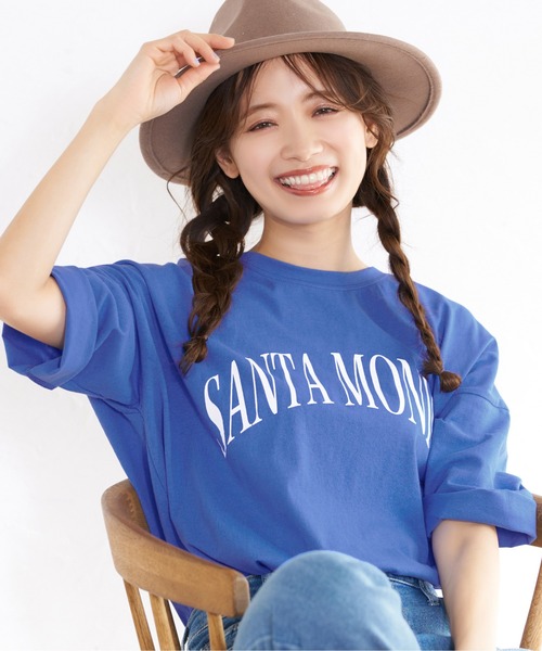 coca（coca）（コカ）の「大人ニュアンスカレッジTEE（Tシャツ/カットソー・レディース・ホワイト/ブルー・ONE SIZE）」の2枚目の写真