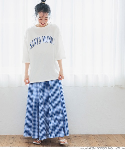 coca（coca）（コカ）の「大人ニュアンスカレッジTEE（Tシャツ/カットソー・レディース・ホワイト/ブルー・ONE SIZE）」の5枚目の写真