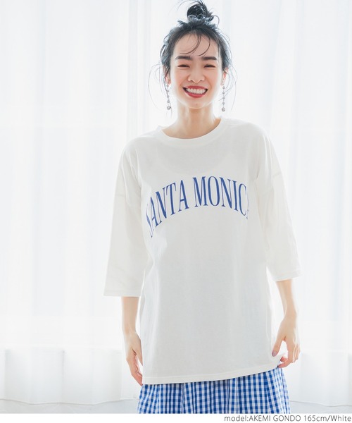 coca（coca）（コカ）の「大人ニュアンスカレッジTEE（Tシャツ/カットソー・レディース・ホワイト/ブルー・ONE SIZE）」の6枚目の写真