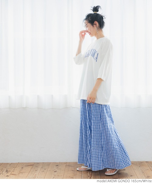 coca（coca）（コカ）の「大人ニュアンスカレッジTEE（Tシャツ/カットソー・レディース・ホワイト/ブルー・ONE SIZE）」の7枚目の写真